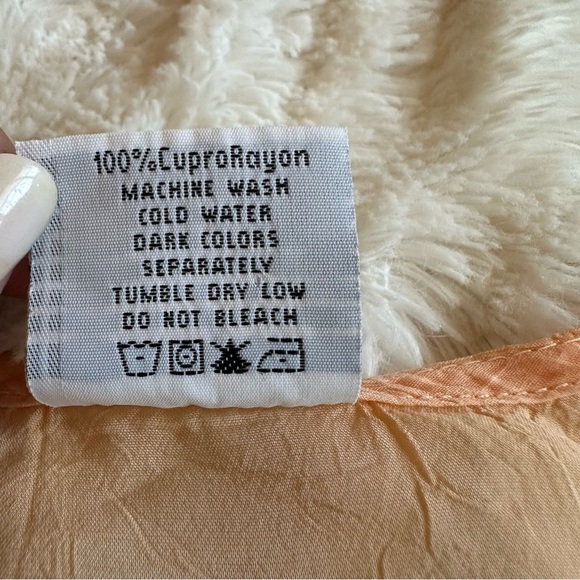 CLICK by Color Me Cotton Peach BOHO Sheer Cropped Button Down USA Women’s XS - Picture 4 of 6